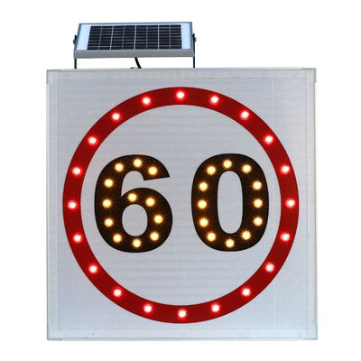 Waterproof IP55 600mm Solar Powered Street Signs  , 60 Mph Speed Limit Sign