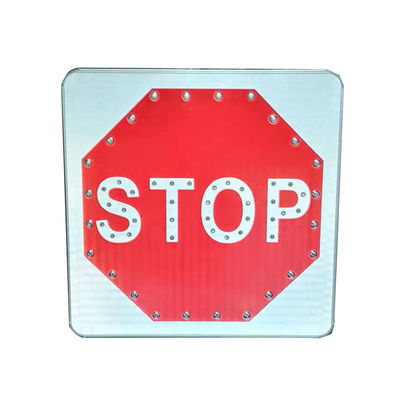 Stable Visible IP55 800mm Solar Powered LED Stop Signs , Aluminium Street Signs