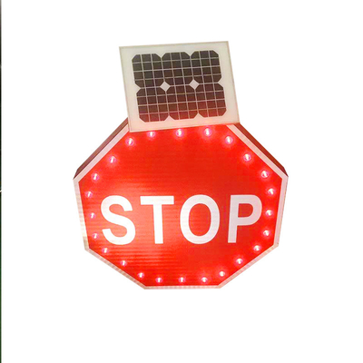 Octagon Solar Powered Street Signs Aluminum 6.6AH Traffic Led Warning Signs