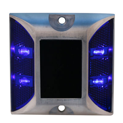 Aluminum 1.2V 600MAH Solar Road Stud Light , Blue Reflective Road Markers