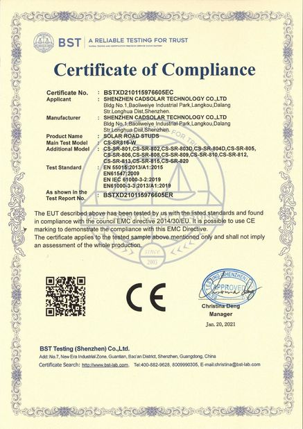 China Shenzhen CadSolar Technology Co., Ltd. Certification