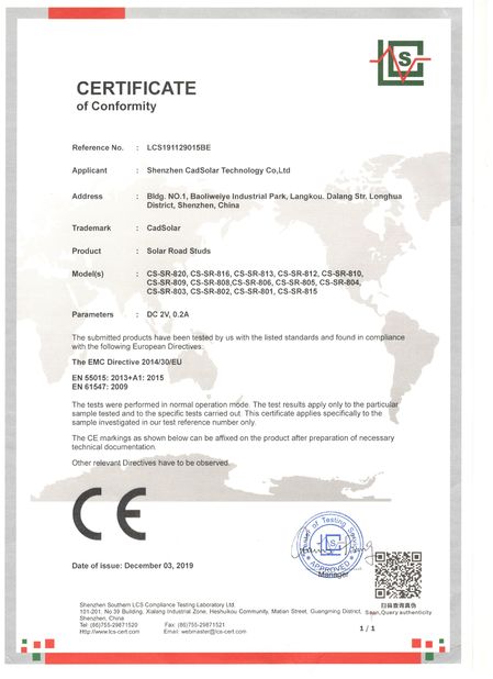 China Shenzhen CadSolar Technology Co., Ltd. Certification