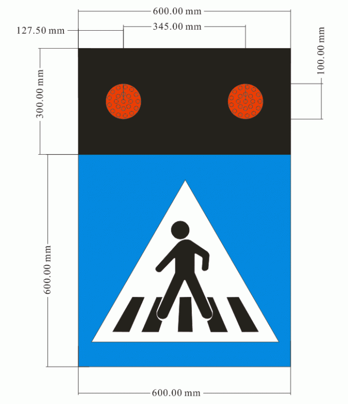 CE Approval 3W 12V Flashing Pedestrian Crossing Signs , Aluminium